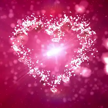 Animated GIF: Sparkling pink heart with 'LOVE is the most powerful force in the UNIVERSE'.